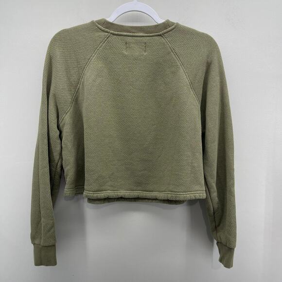 Madewell MWL Airyterry Crop Sweatshirt in Heather Olive Tree Green - Picture 2 of 7